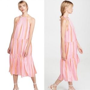 Club Monaco Pink and Orange Striped Halter Dress
